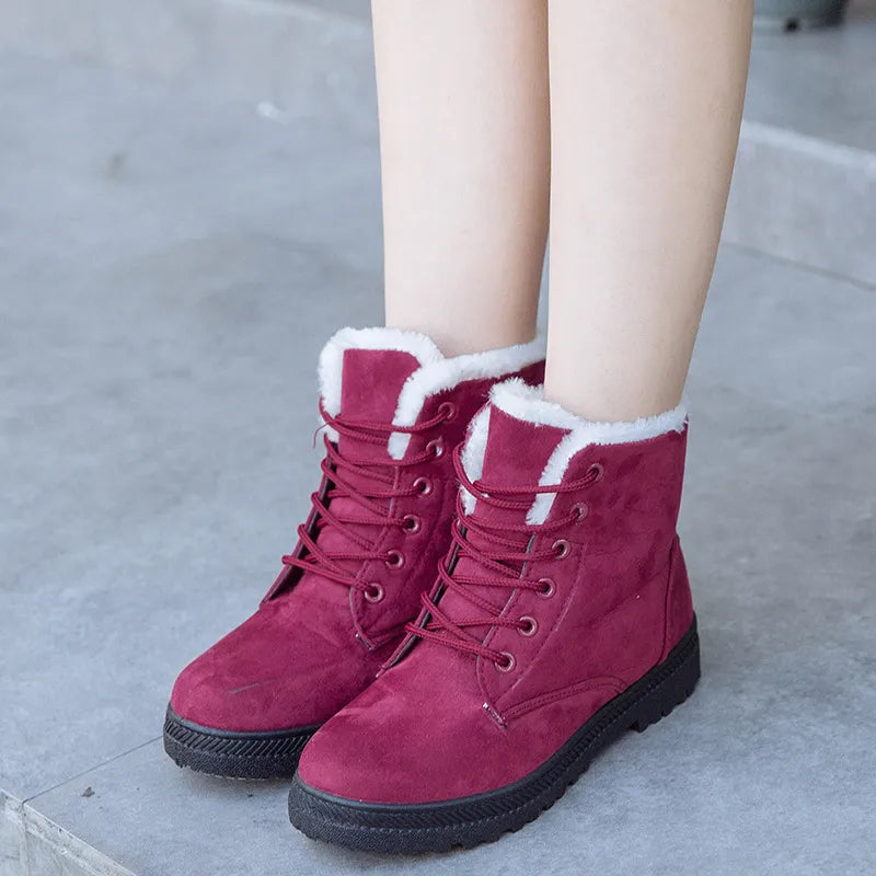 Trixie | Women’s Plush Snow Boots – Flat Vulcanized Winter Shoes