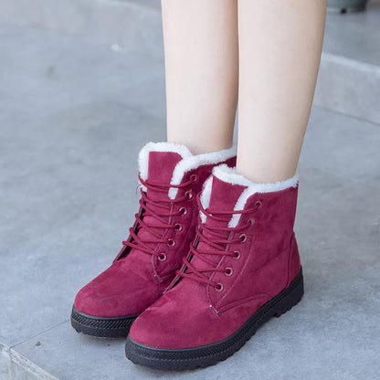 Trixie | Women’s Plush Snow Boots – Flat Vulcanized Winter Shoes