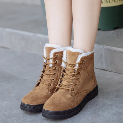 Trixie | Women’s Plush Snow Boots – Flat Vulcanized Winter Shoes