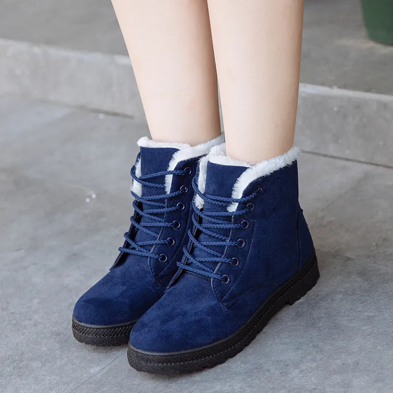 Trixie | Women’s Plush Snow Boots – Flat Vulcanized Winter Shoes