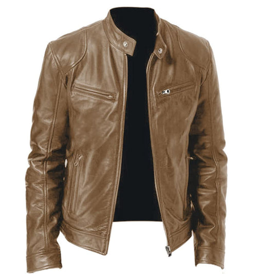 Finn | Men’s Slim Leather Jacket – Stylish Zipper Business Coat
