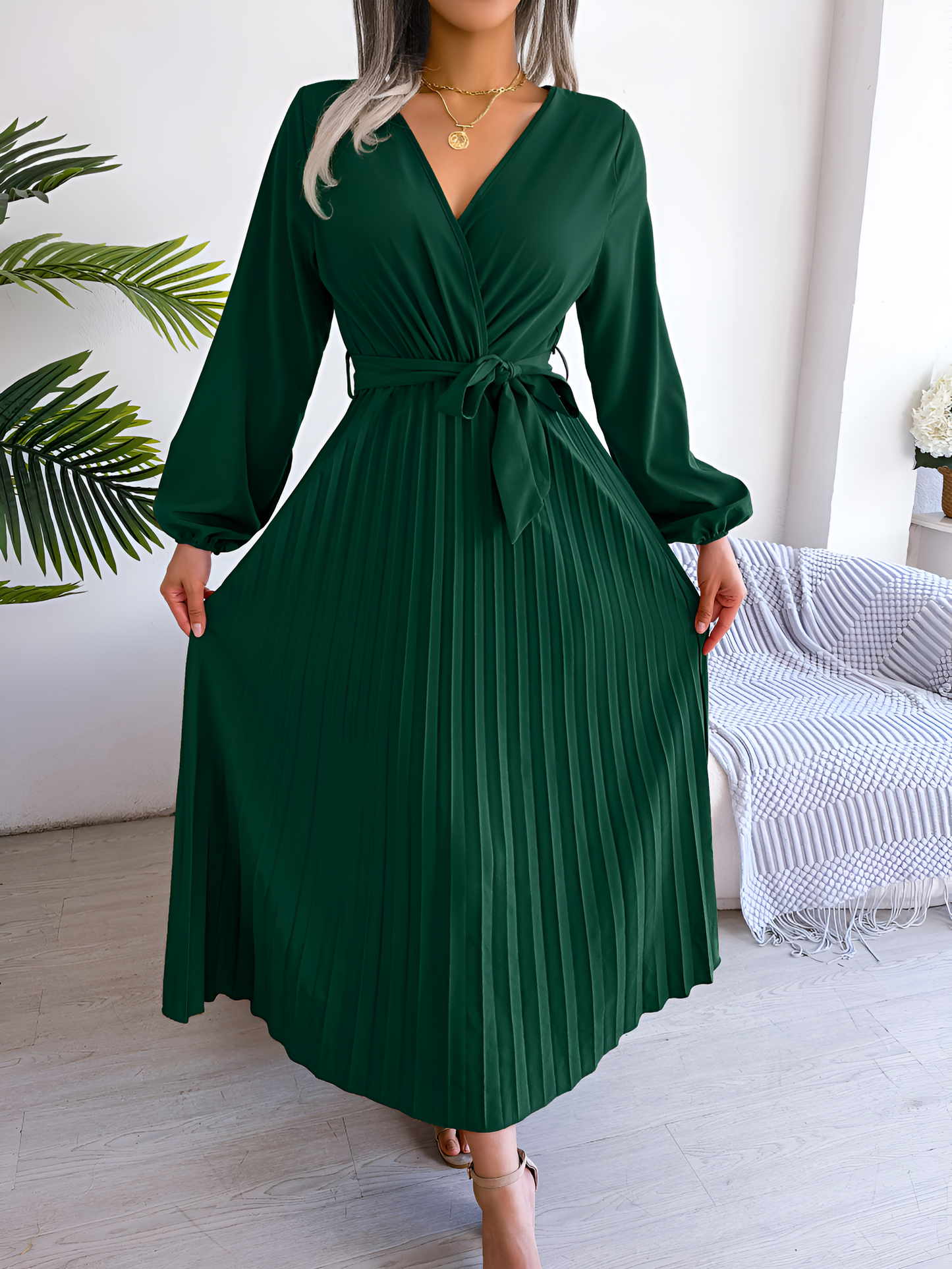 Sariah | Women’s High Waist Pleated Maxi Dress