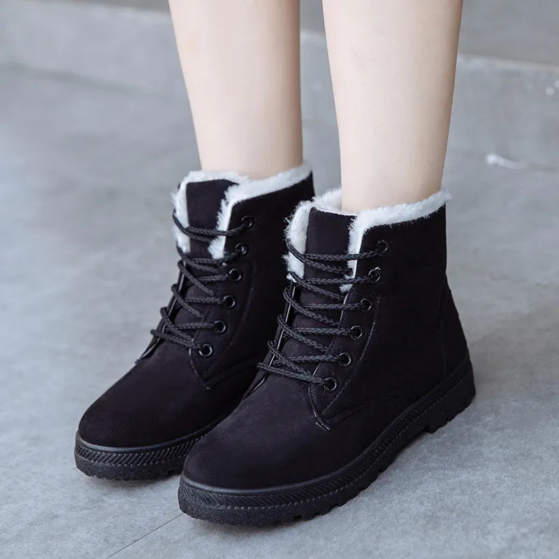 Trixie | Women’s Plush Snow Boots – Flat Vulcanized Winter Shoes