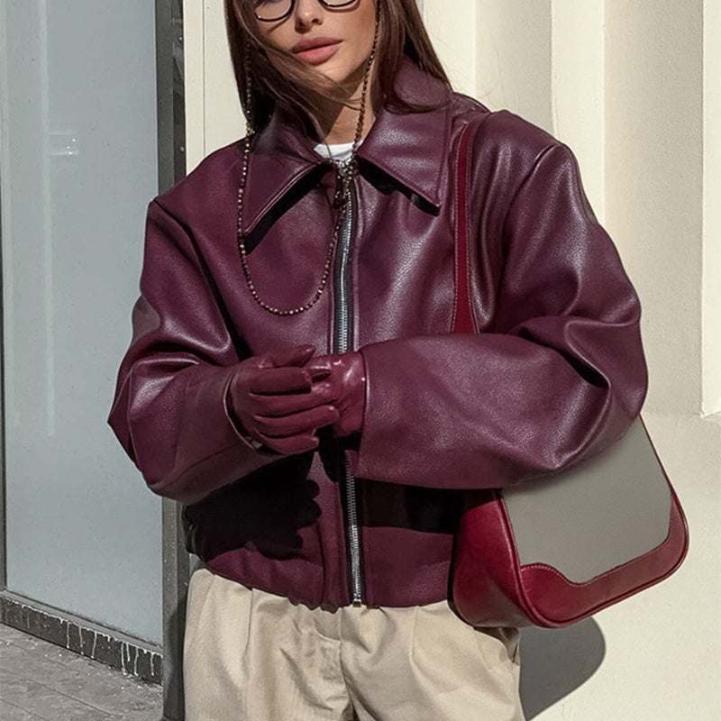 Amara | Women’s Faux Leather Zipper Jacket