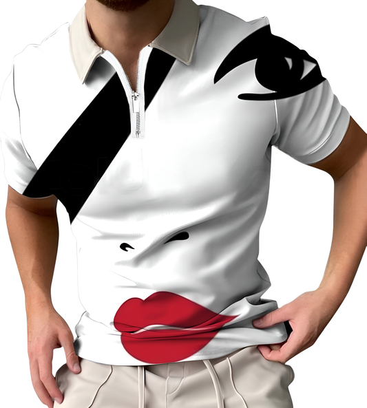 Dominic | Short Sleeve Face Art Print Shirt