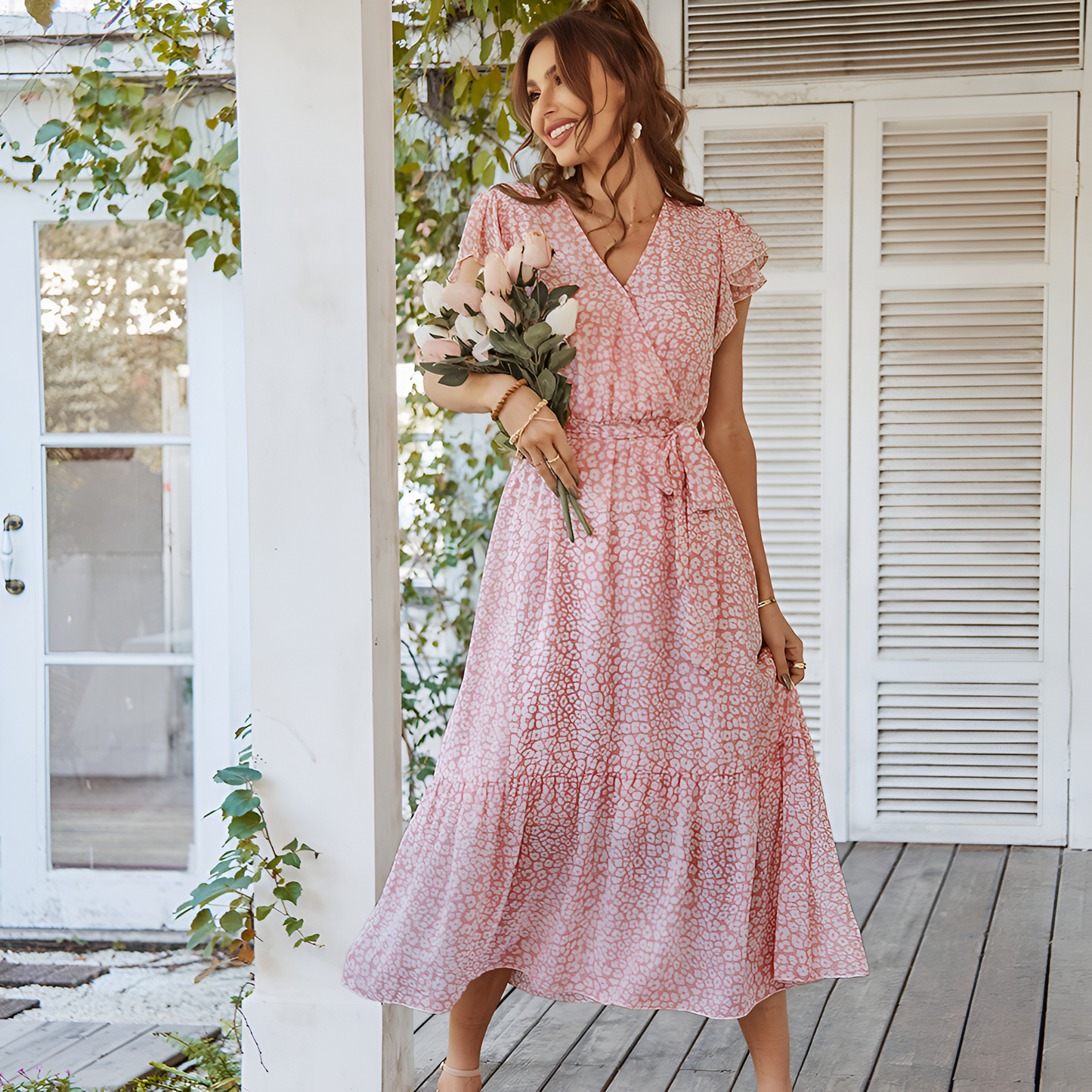 Naya | Women’s Floral Ruffle Wrap Maxi Dress