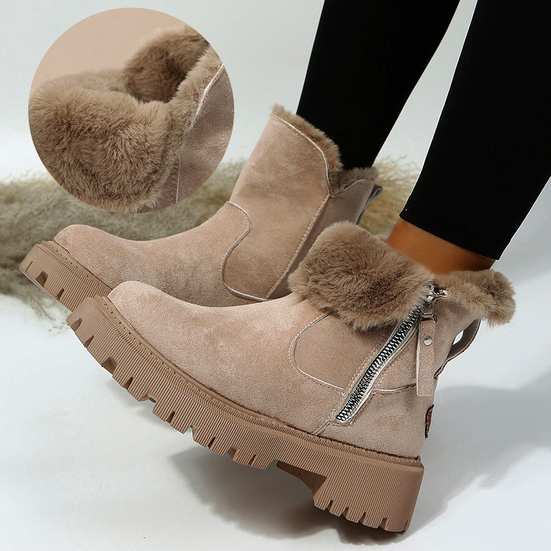 Ume | Women’s Plush Snow Boots – Faux Suede Non-Slip Winter Shoes