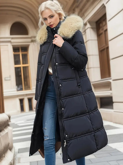 Francesca | Women’s Slim-Fit Fur-Trim Hooded Long Winter Coat