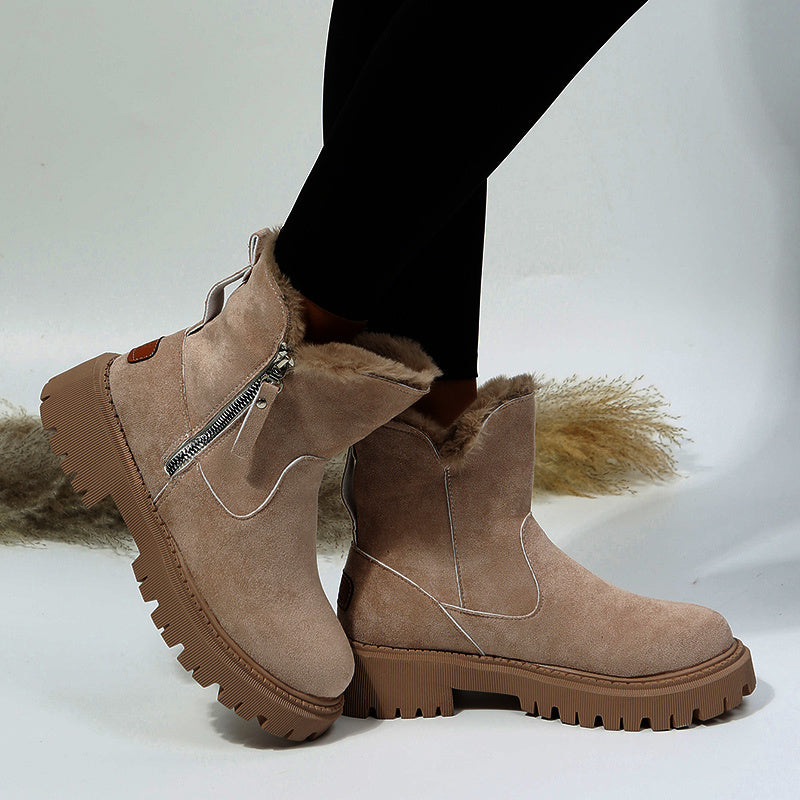 Ume | Women’s Plush Snow Boots – Faux Suede Non-Slip Winter Shoes