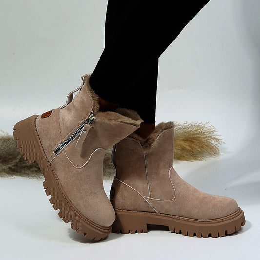 Ume | Women’s Plush Snow Boots – Faux Suede Non-Slip Winter Shoes