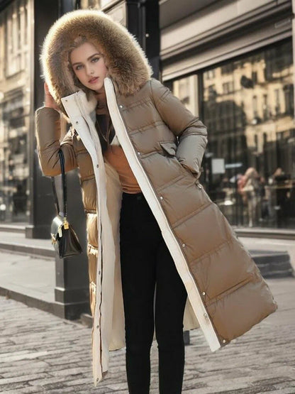 Francesca | Women’s Slim-Fit Fur-Trim Hooded Long Winter Coat