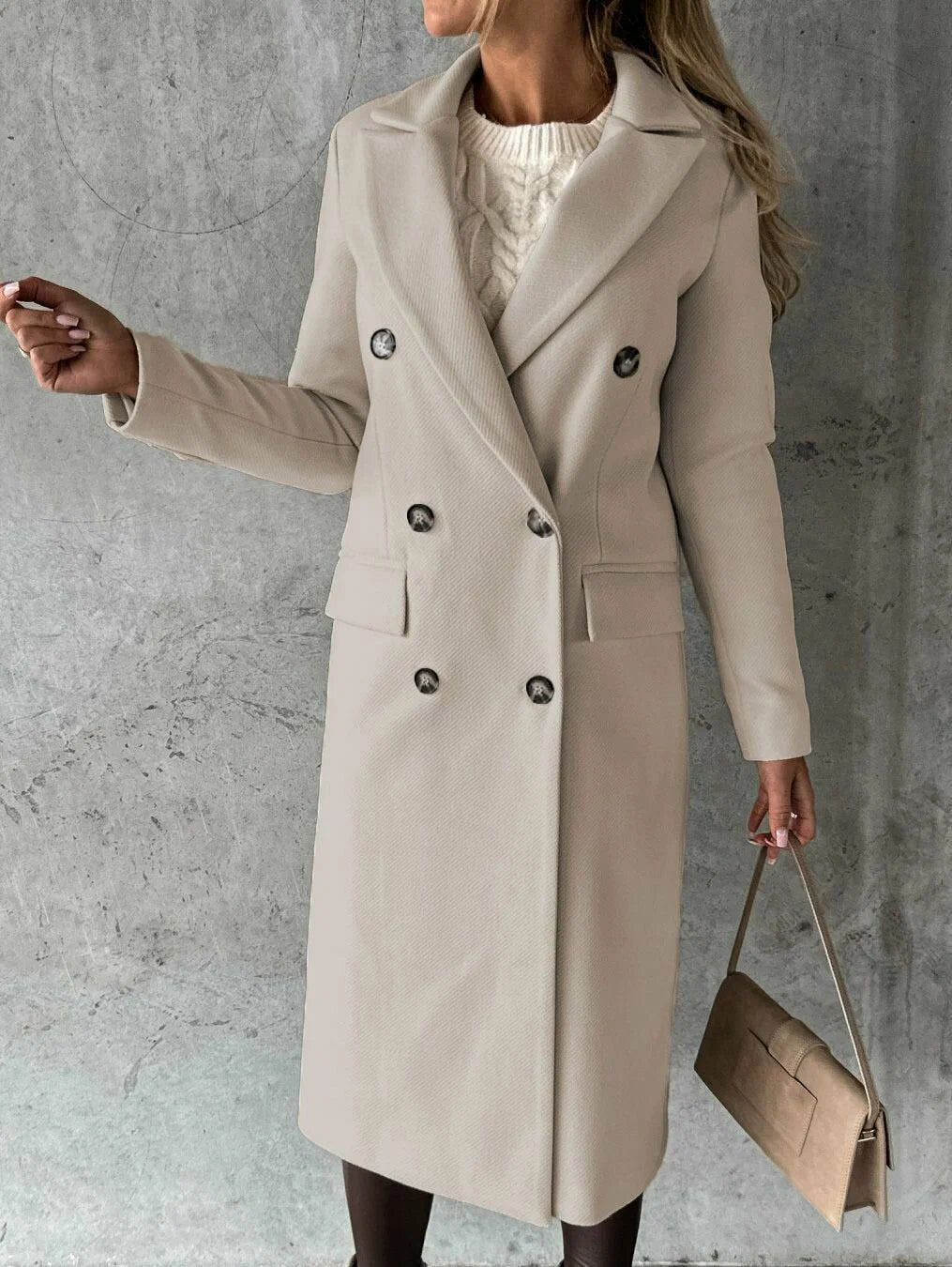 Daphne | Women’s Long Sleeve Double-Breasted Slim Lapel Winter Coat