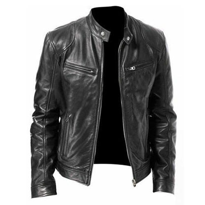 Finn | Men’s Slim Leather Jacket – Stylish Zipper Business Coat